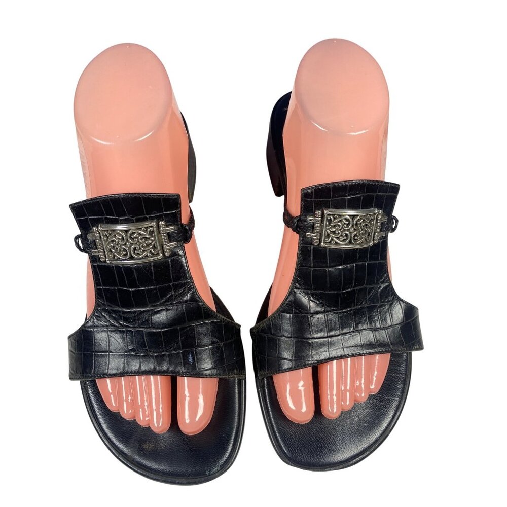 Brighton Mavis Slide Sandal in Black Crocodile Women's 10 - Picture 14 of 14